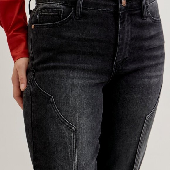 Judy Blue Mid Rise Straight Western Seam Detail Jeans - Picture 1 of 12